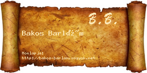 Bakos Barlám névjegykártya
